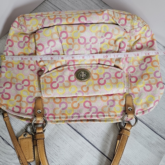 Coach Vintage Leah Signature Op Art Muti-color CC Shopper Tote #13142 & Wristlet - Picture 9 of 16